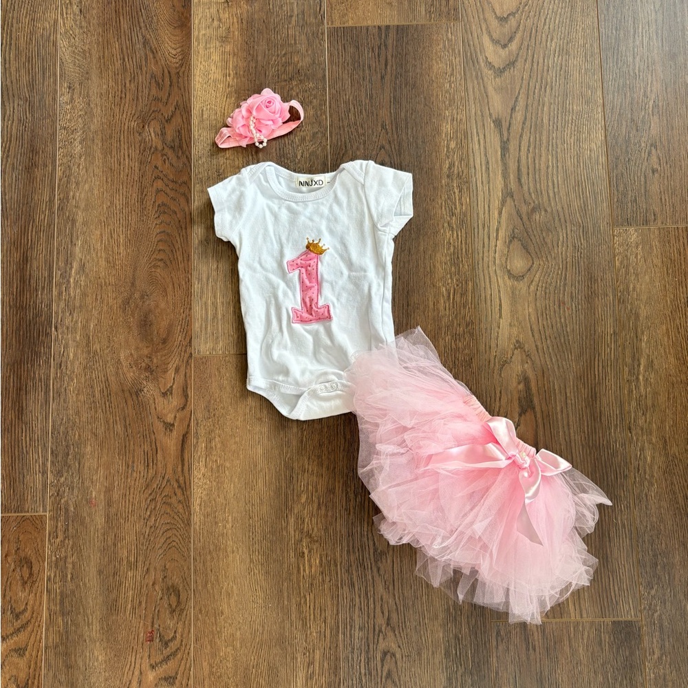First Birthday Onsie, TuTu and Headband
